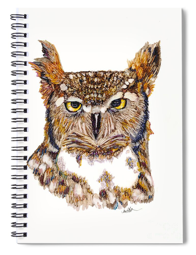Woolyfrogarts Spiral Notebook featuring the mixed media Hoot by Jan Killian