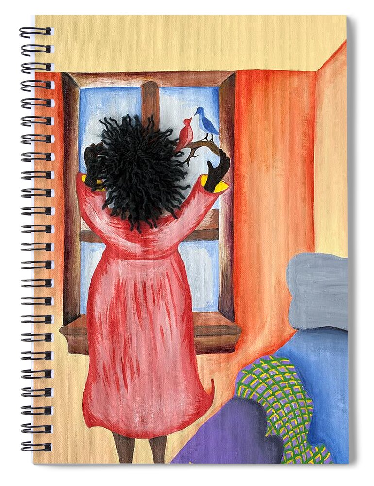 Sabree Spiral Notebook featuring the painting Hoping by Patricia Sabreee