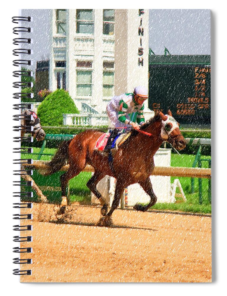 Churchill Spiral Notebook featuring the photograph Horse Racing at Churchill Downs by Jill Lang