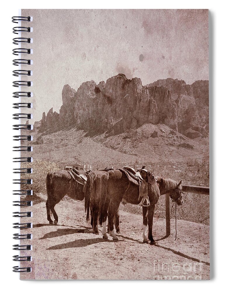 Horses Spiral Notebook featuring the photograph Horses by Superstition Mountains by Jill Battaglia