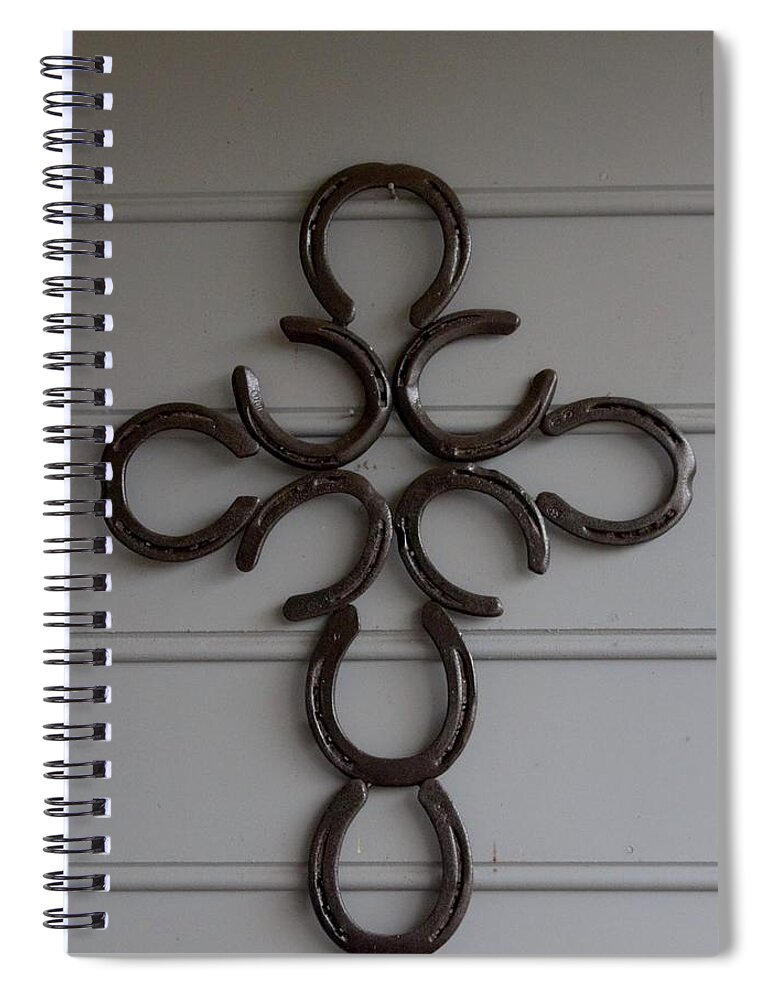 Metal Spiral Notebook featuring the photograph Horseshoe Cross by Ali Baucom