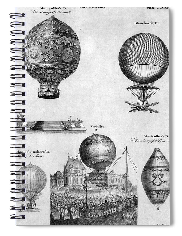 1783 Spiral Notebook featuring the photograph Hot-air Balloons, 1783-84 by Granger