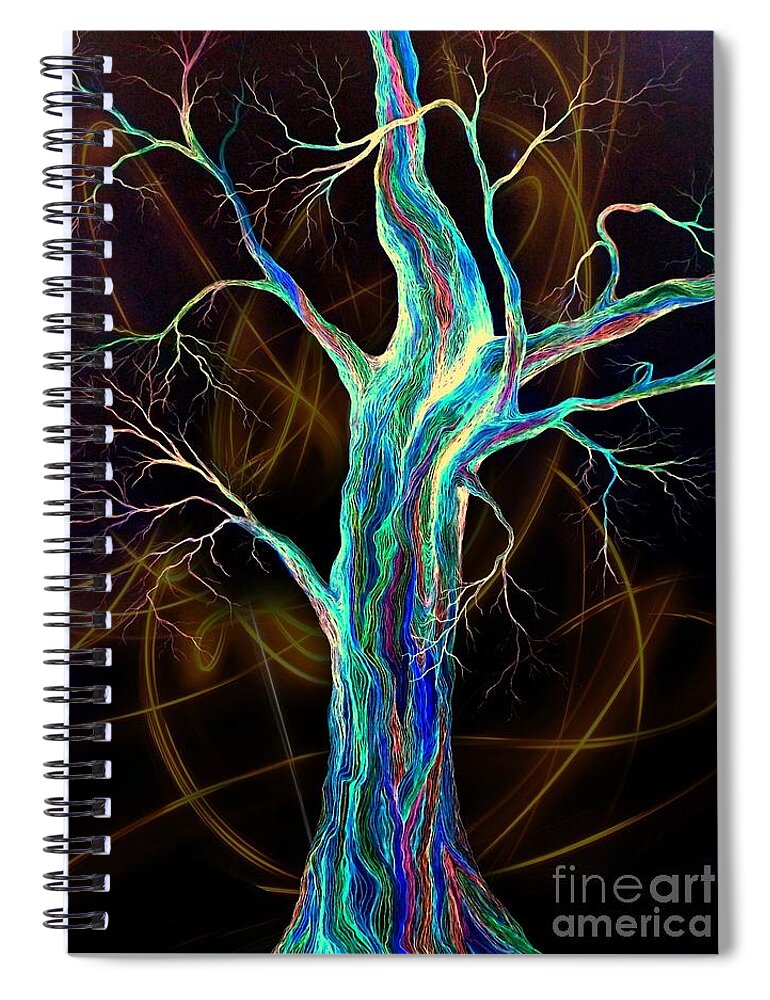 Tree Spiral Notebook featuring the drawing Hot Blue Blood by David Neace