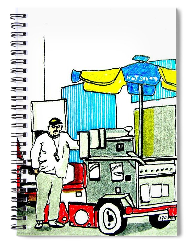 Asbury Art Spiral Notebook featuring the drawing Hot Dog Guy of Asbury Park by Patricia Arroyo