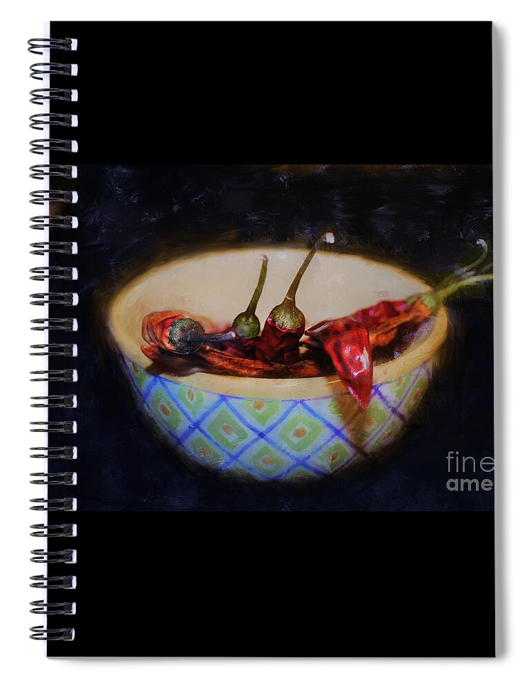 Peppers Spiral Notebook featuring the photograph Hot Peppers. by Savannah Gibbs