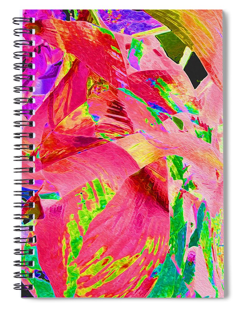  Leaves Spiral Notebook featuring the photograph Hot Pink Leaf Abstract by Stephanie Grant