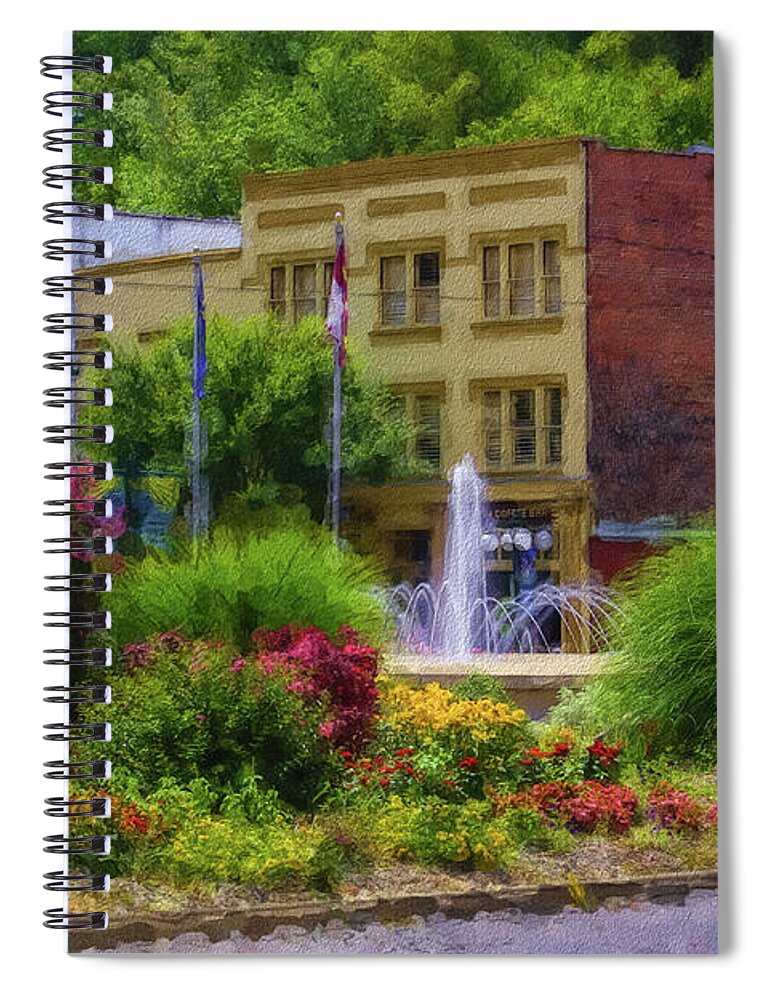 Hot Springs Spiral Notebook featuring the mixed media Hot Springs Roundabout Painterly by Jennifer White