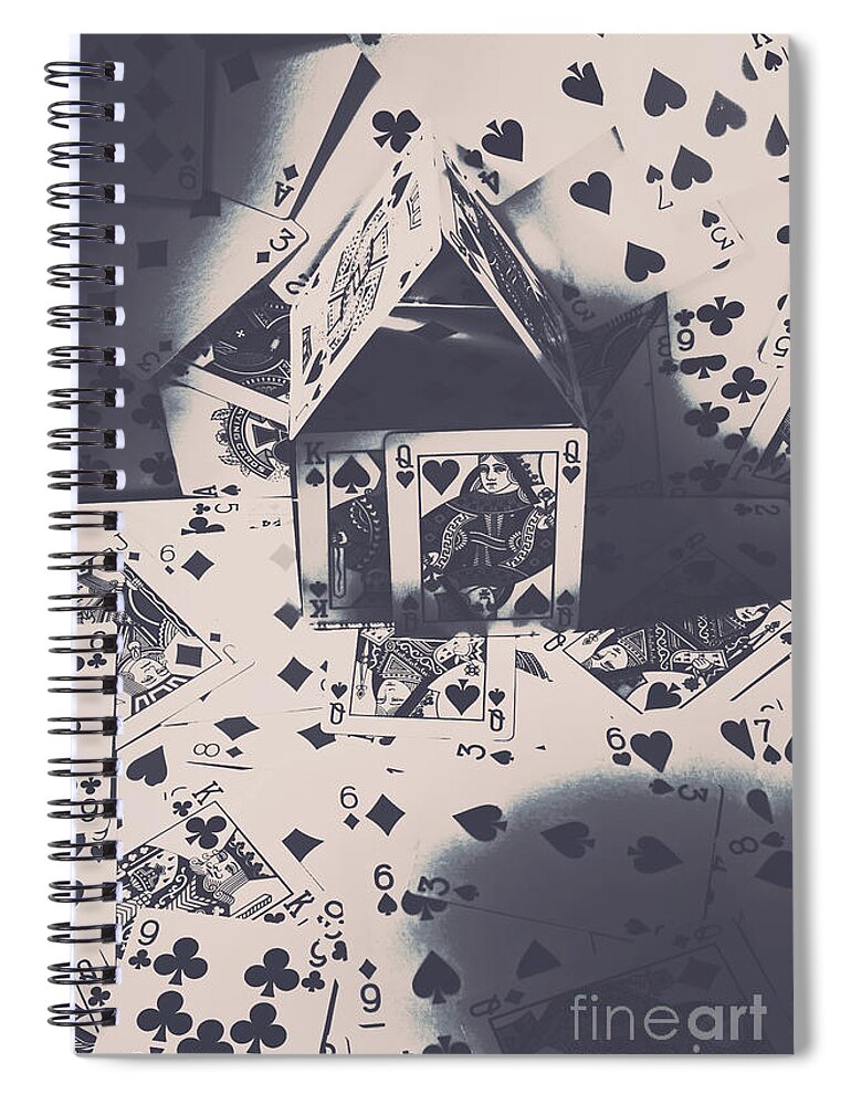 Cards Spiral Notebook featuring the photograph House of cards by Jorgo Photography