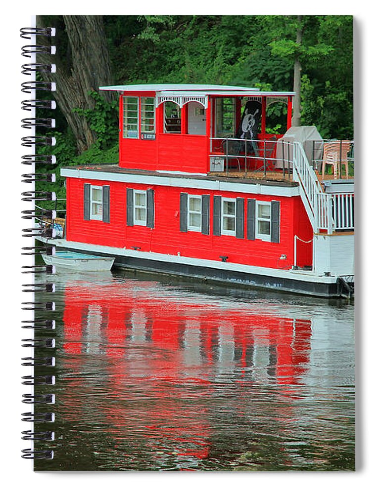 Boat Spiral Notebook featuring the photograph Houseboat on the Mississippi River by Teresa Zieba