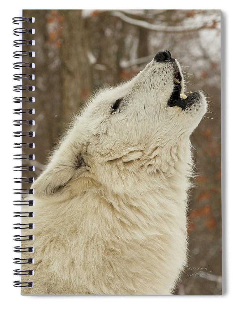 Great Spiral Notebook featuring the photograph Howling Arctic Wolf portrait by Steve and Sharon Smith