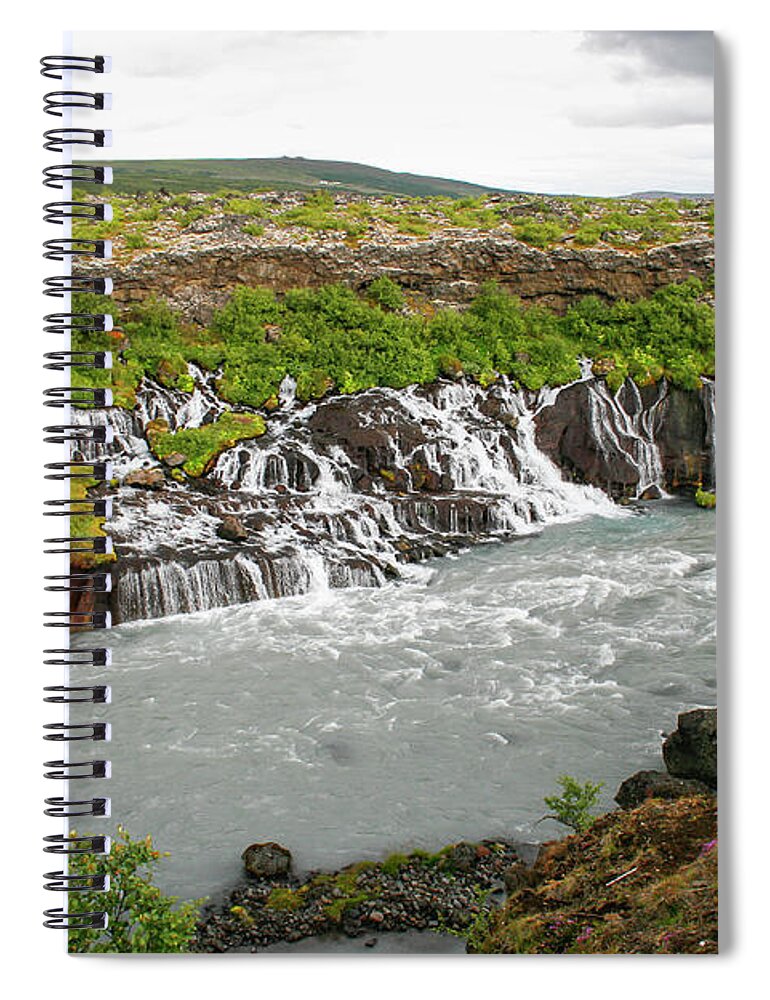 Big Spiral Notebook featuring the photograph Hraunfossar, Borgarfjordur, Iceland.l by Patricia Hofmeester