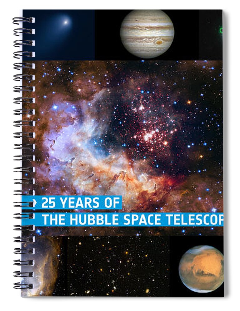 Hubble Spiral Notebook featuring the photograph Hubble 25 - A Special 25th Anniversary Montage 2 by Eric Glaser
