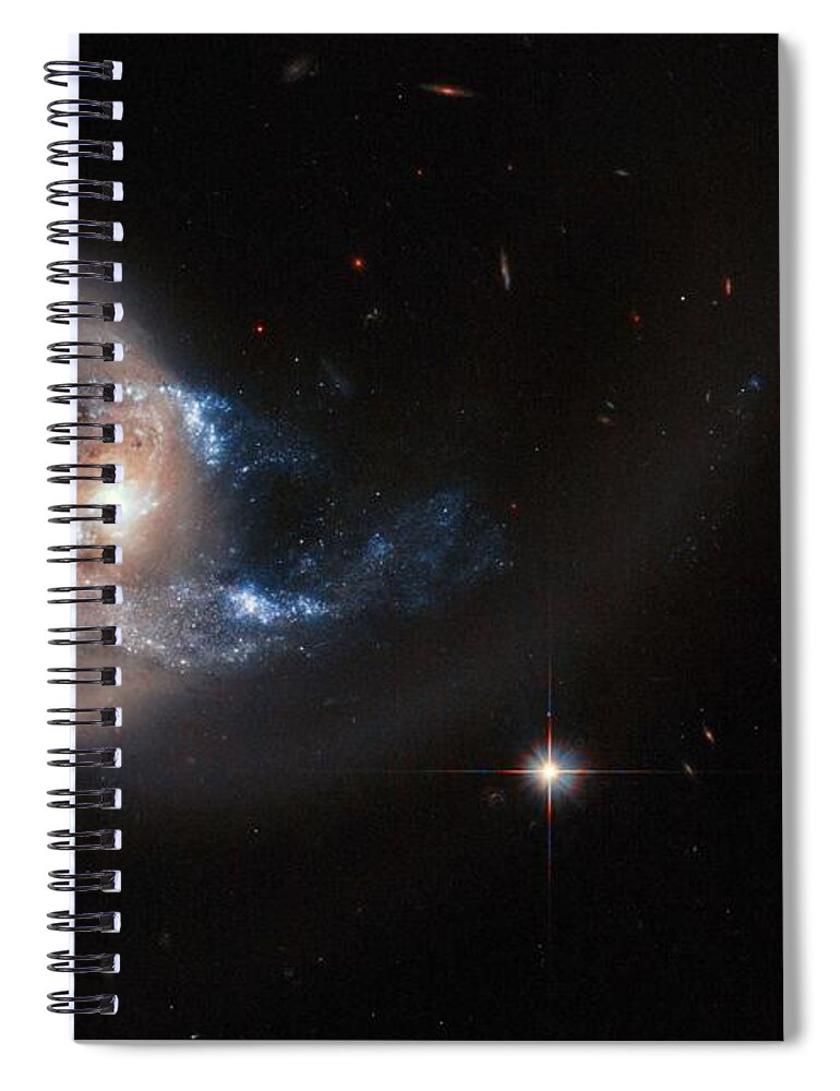 Nebula Spiral Notebook featuring the painting Hubble image of NGC 7714 by Celestial Images