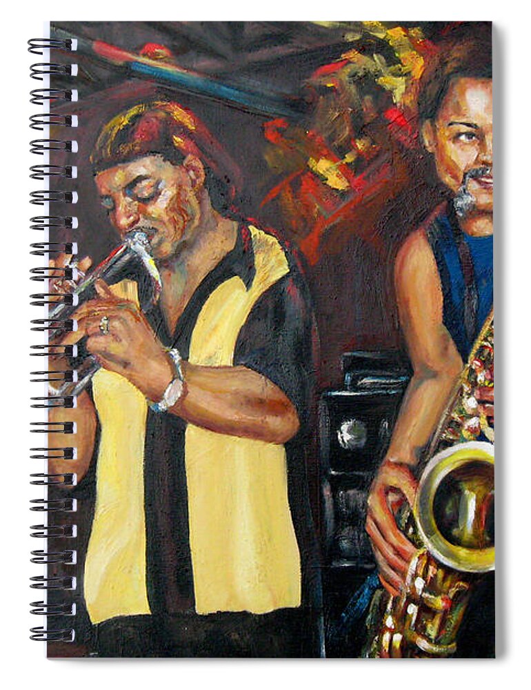 Musician Spiral Notebook featuring the painting Hud N Lew/ The DaddyO Brothers by Beverly Boulet
