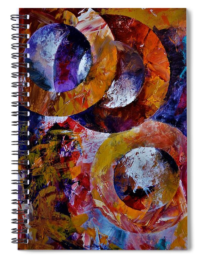 Abstract Spiral Notebook featuring the painting Hugs by Julie Wittwer