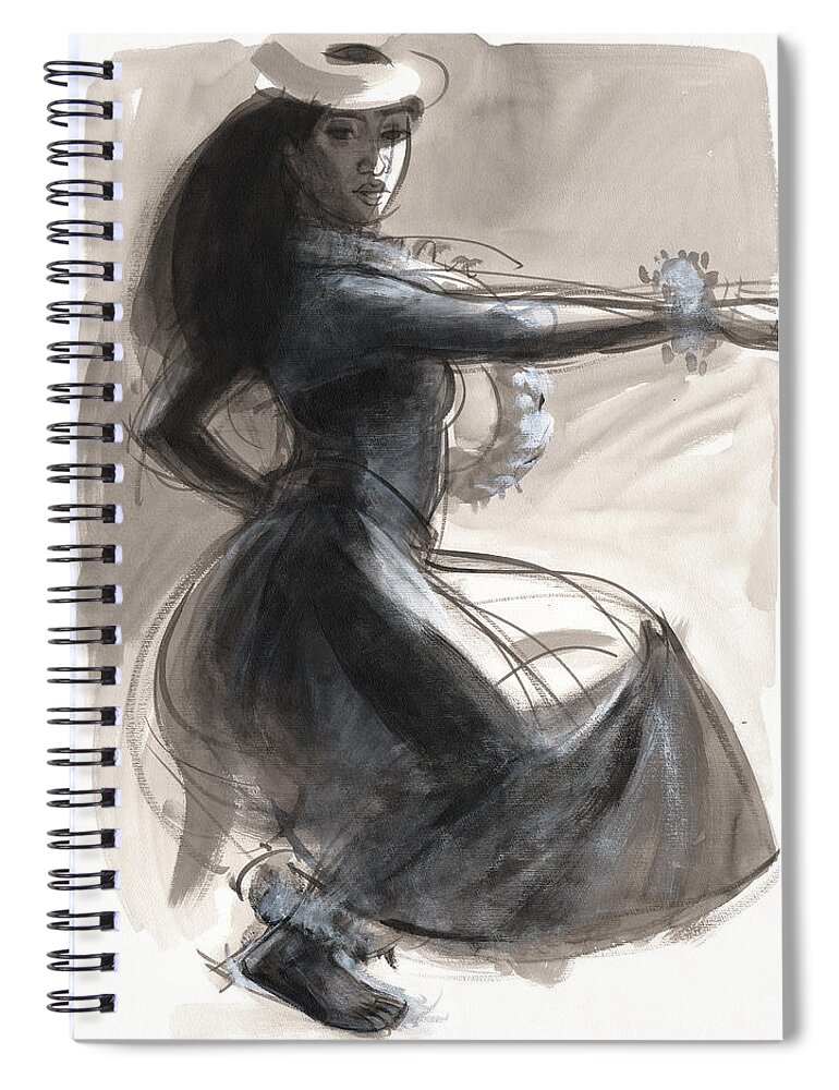 Dancer Spiral Notebook featuring the painting Kamehameha Hula Dancer by Judith Kunzle