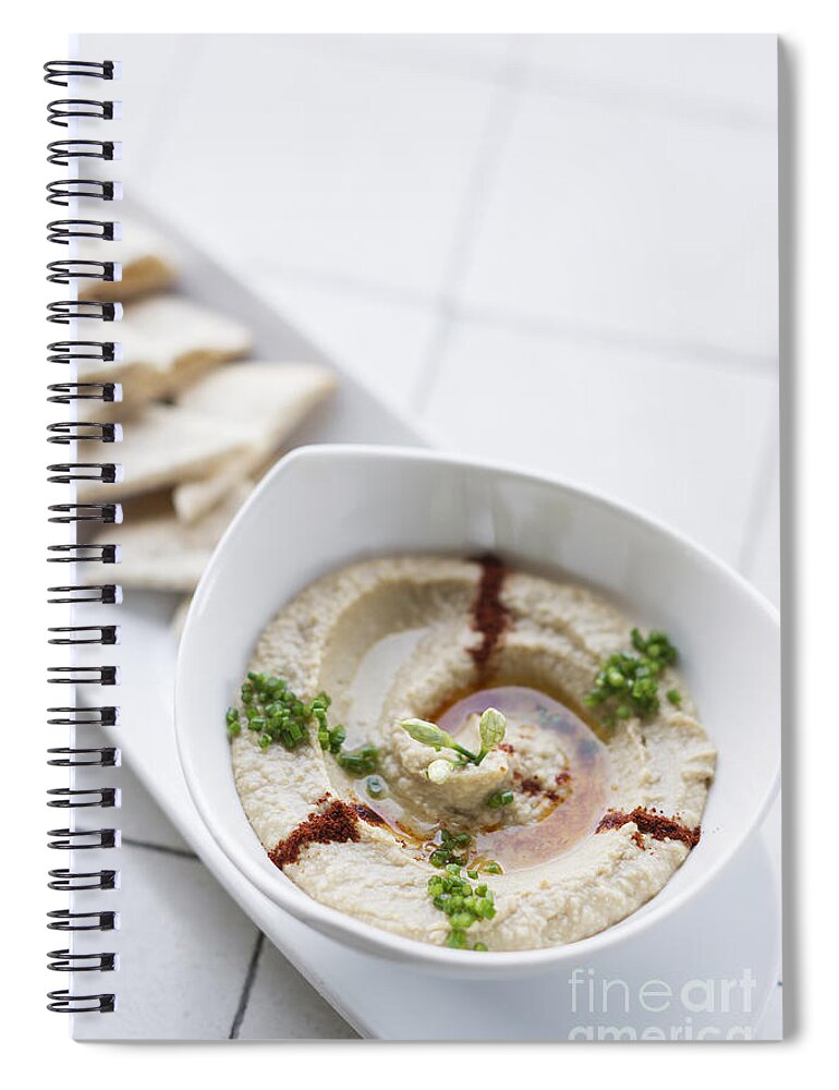 Chickpea Spiral Notebook featuring the photograph Hummus Houmous Vegetarian Dip Snack Food by JM Travel Photography