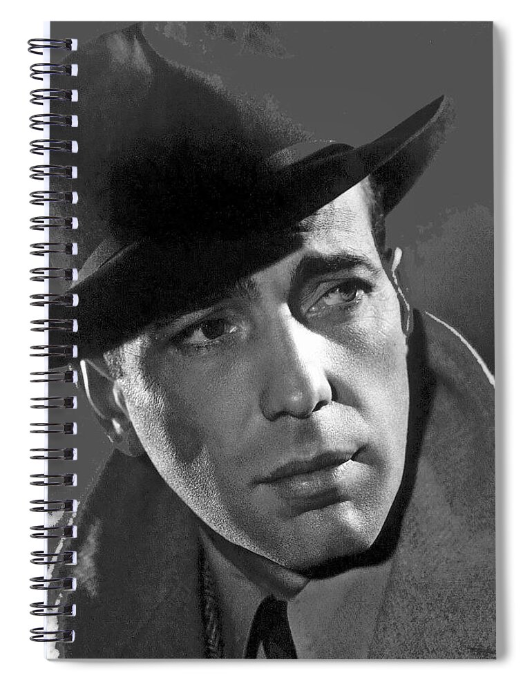 Humphrey Bogart Publicity Portrait Casablabca 1942-2016 Spiral Notebook featuring the photograph Humphrey Bogart publicity portrait Casablabca 1942-2016 by David Lee Guss