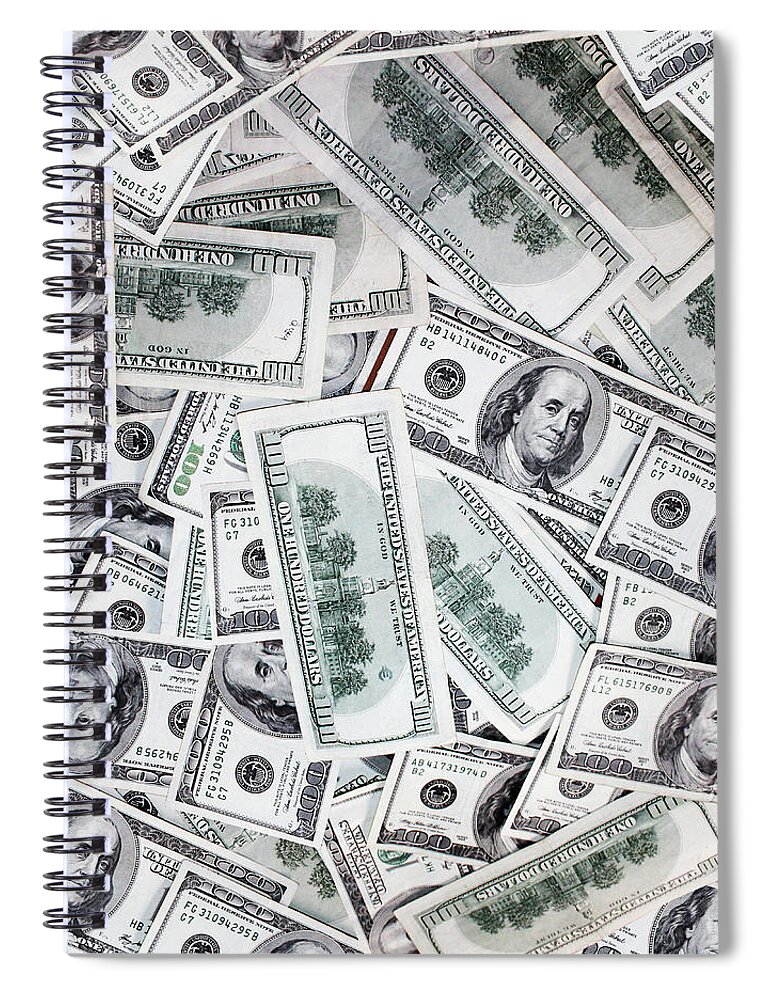 Cash Spiral Notebook featuring the photograph Hundred Dollar Bills by Gravityx9 Designs