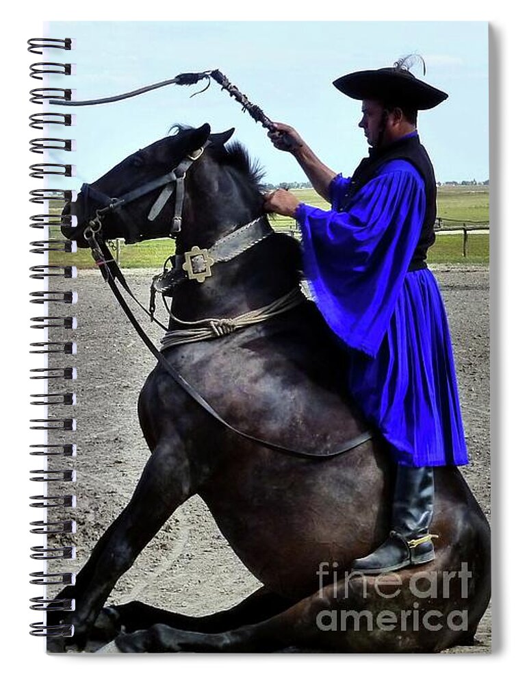 Hungarian Spiral Notebook featuring the photograph Hungarian Horsemanship tricks by Barbie Corbett-Newmin