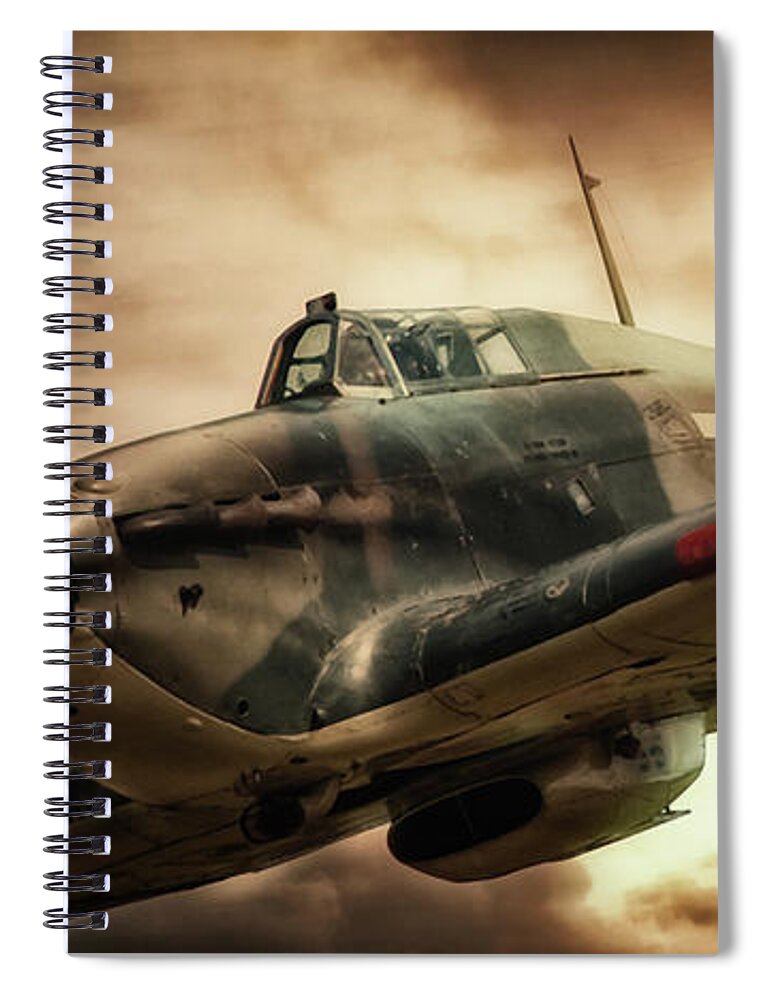 Hurricane Spiral Notebook featuring the digital art Hurricane Fighter by Airpower Art