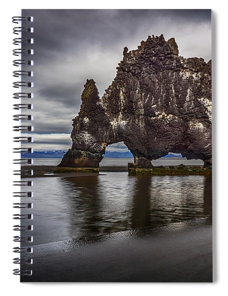 Iceland Spiral Notebook featuring the photograph Hvitserkur by Amanda Jones