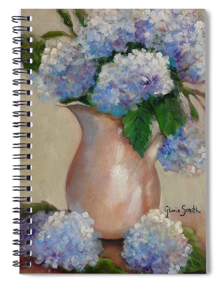Hydranges Spiral Notebook featuring the painting Hydranges by Gloria Smith