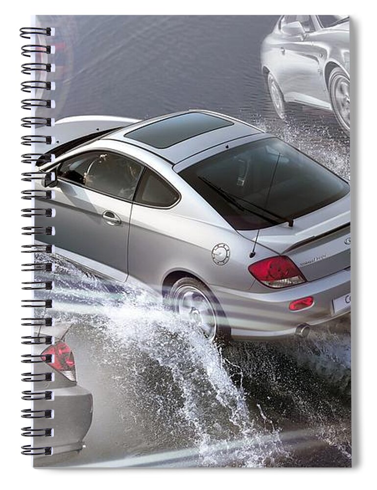 Hyundai Coupe Spiral Notebook featuring the digital art Hyundai Coupe by Maye Loeser
