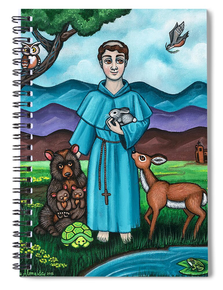 St. Francis Spiral Notebook featuring the painting I am Francis by Victoria De Almeida
