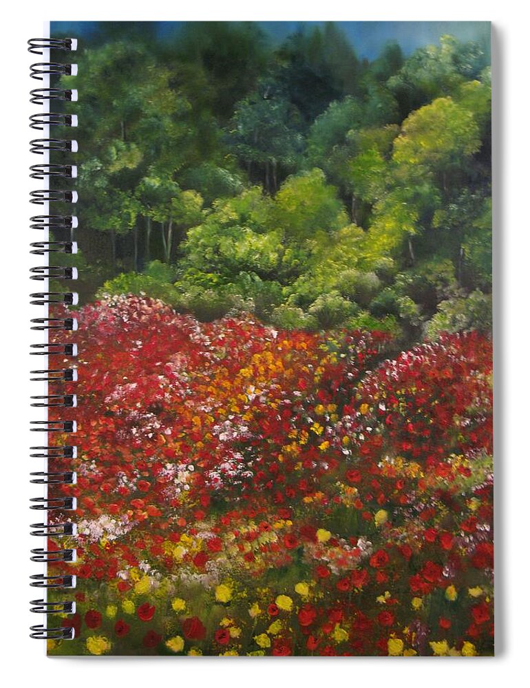 Poppies Spiral Notebook featuring the painting I dream of poppies by Carol Sweetwood
