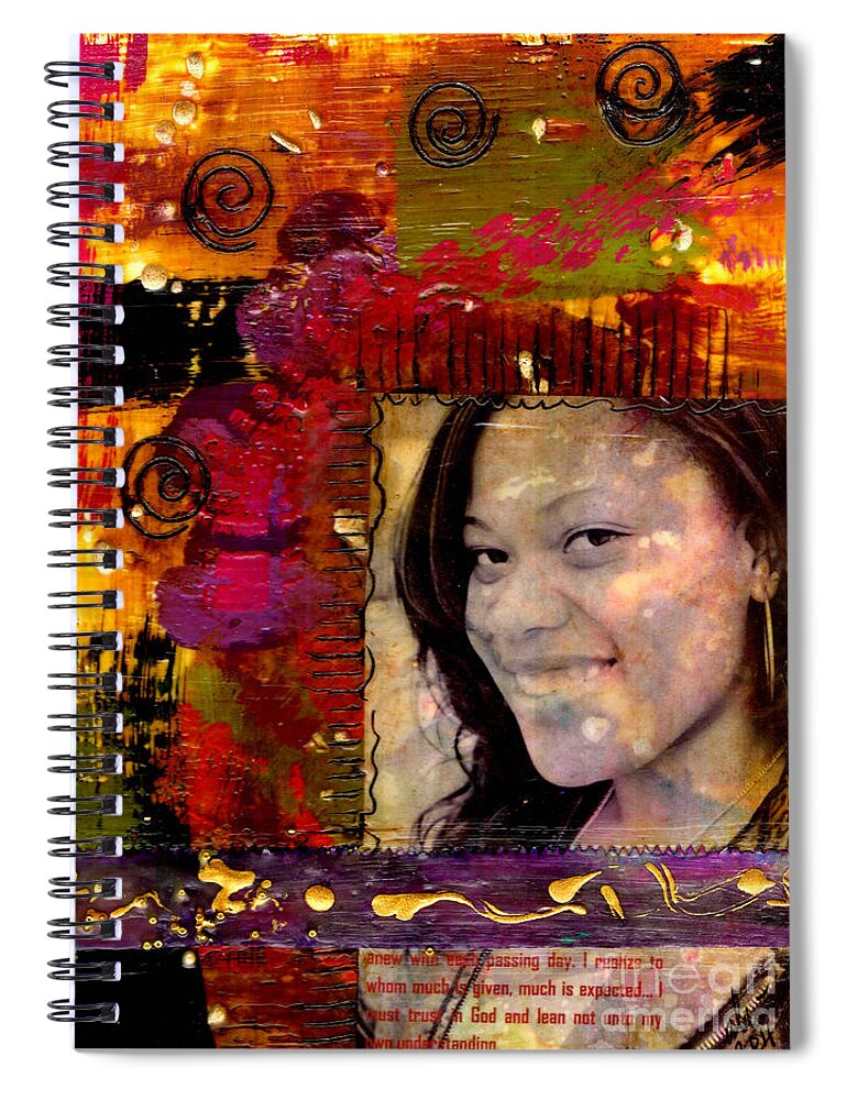 Wood Spiral Notebook featuring the mixed media I Like COLORS  What About You by Angela L Walker