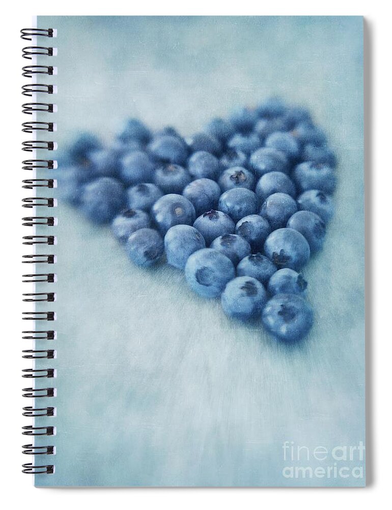 Blueberry Spiral Notebook featuring the photograph I love blueberries by Priska Wettstein