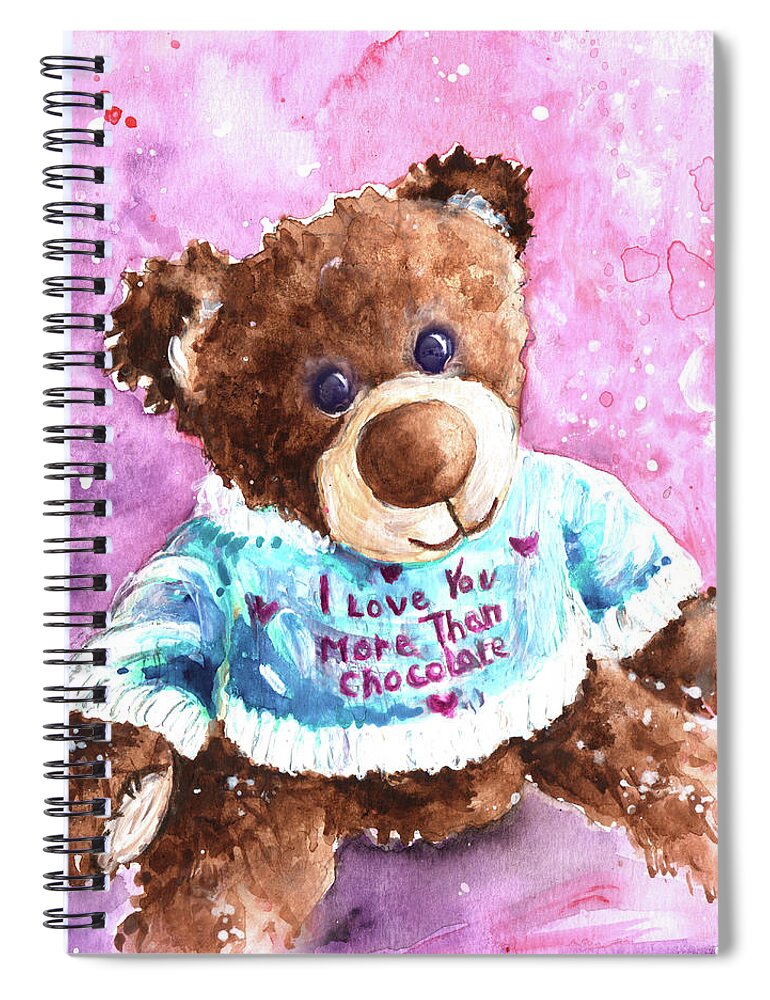 Truffle Mcfurry Spiral Notebook featuring the painting I Love You More Than Chocolate by Miki De Goodaboom
