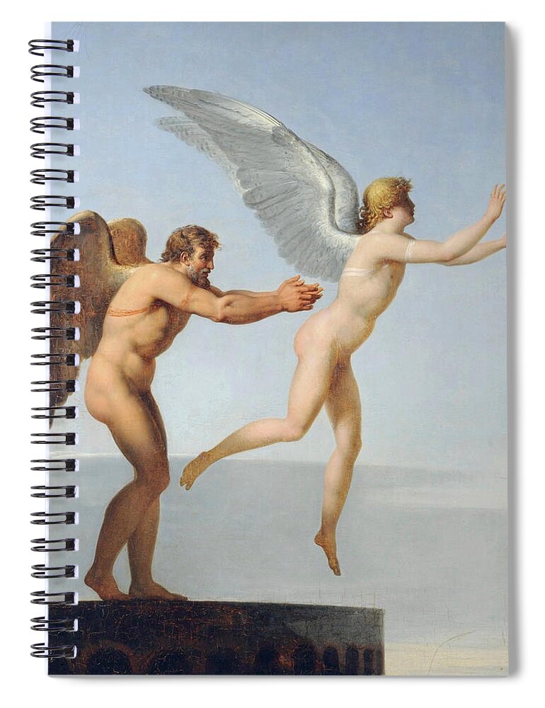 Charles Paul Landon Spiral Notebook featuring the painting Icarus and Daedalus by Charles Paul Landon