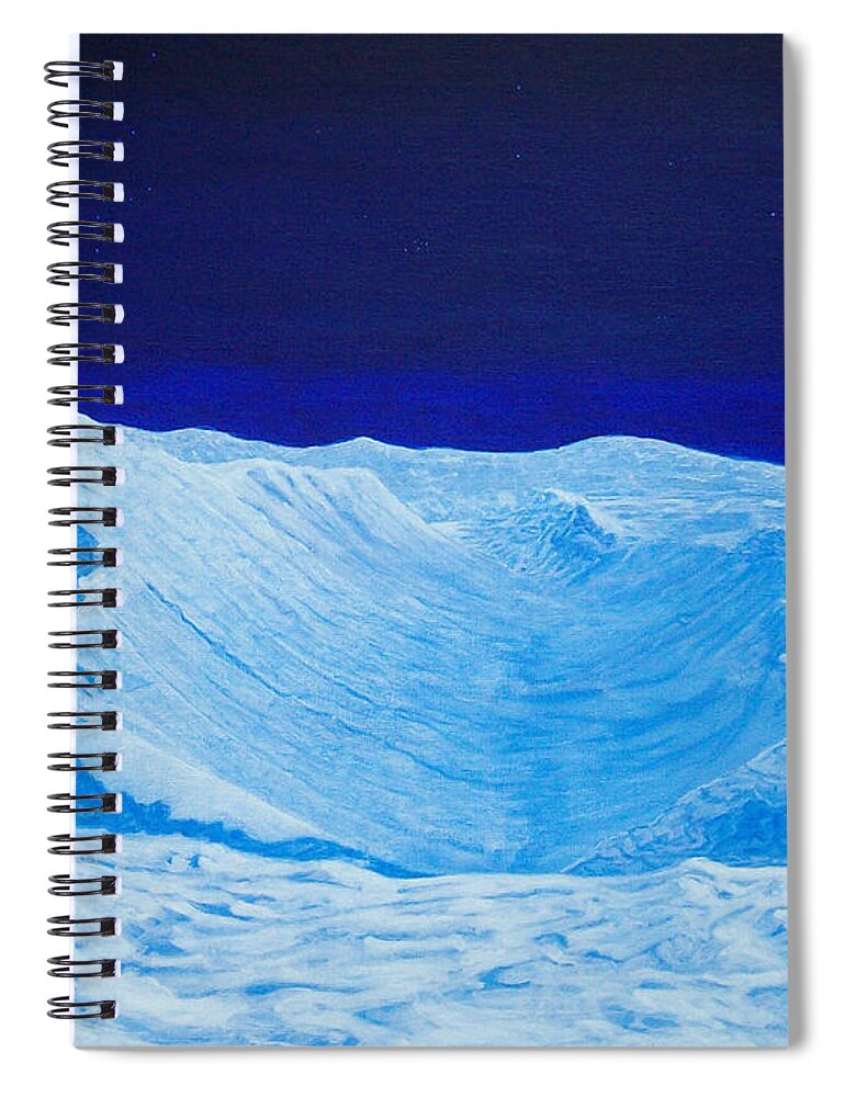 Ice Blue Mountains Fantasy Landscape Spiral Notebook featuring the painting Ice Blue Mountains Fantasy Landscape by Edward McNaught-Davis