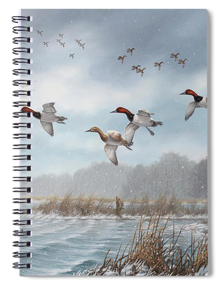 Canvasbacks Spiral Notebook featuring the painting Ice Cold Cans by Guy Crittenden