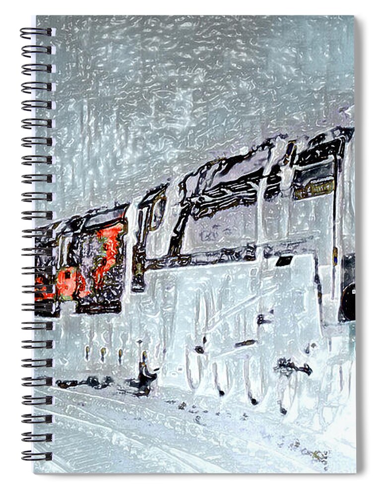 Train Spiral Notebook featuring the mixed media Ice Queen Express by Pennie McCracken