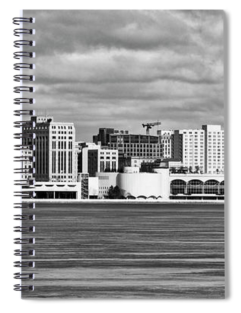 Ice Boats Spiral Notebook featuring the photograph Ice Sailing BW - Madison - Wisconsin by Steven Ralser