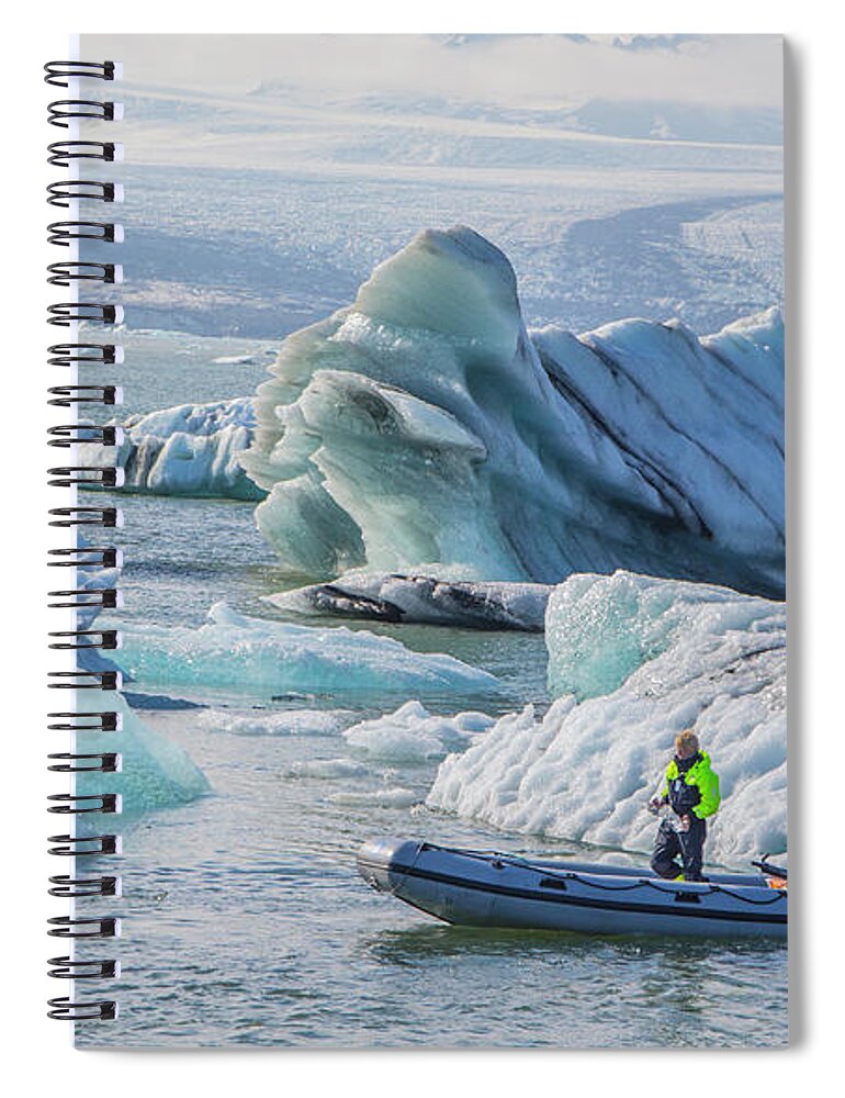 Jokulsarlon Lagoon Spiral Notebook featuring the photograph Icebergs on Jokulsarlon Lagoon in Iceland by Venetia Featherstone-Witty