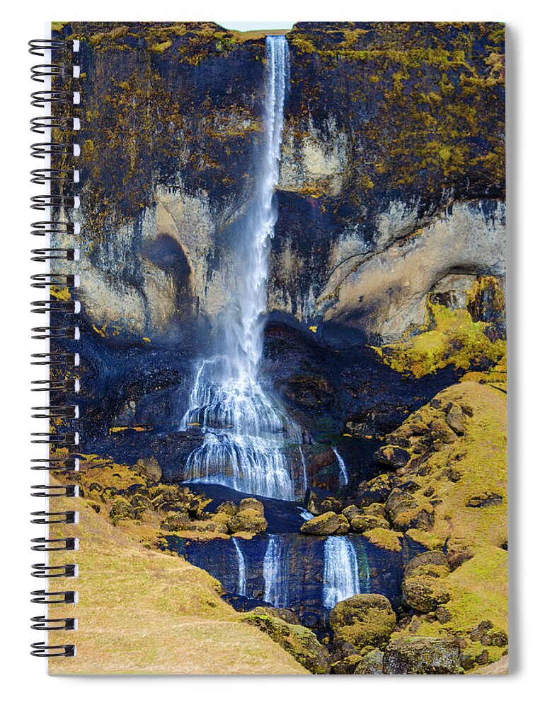 Iceland Spiral Notebook featuring the photograph Iceland Waterfall 1 by Deborah Smolinske