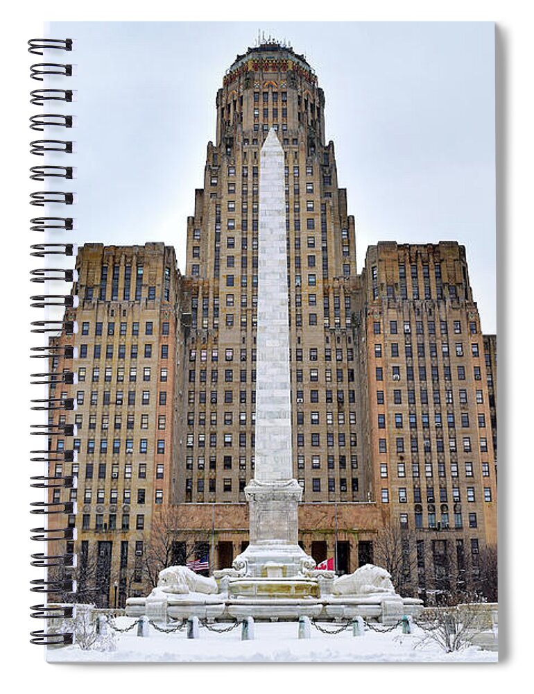 Art Deco Spiral Notebook featuring the photograph Iconic Buffalo City Hall in Winter by Nicole Lloyd