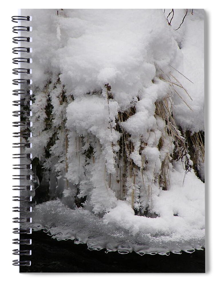 Snow Spiral Notebook featuring the photograph Icy Bank by DeeLon Merritt