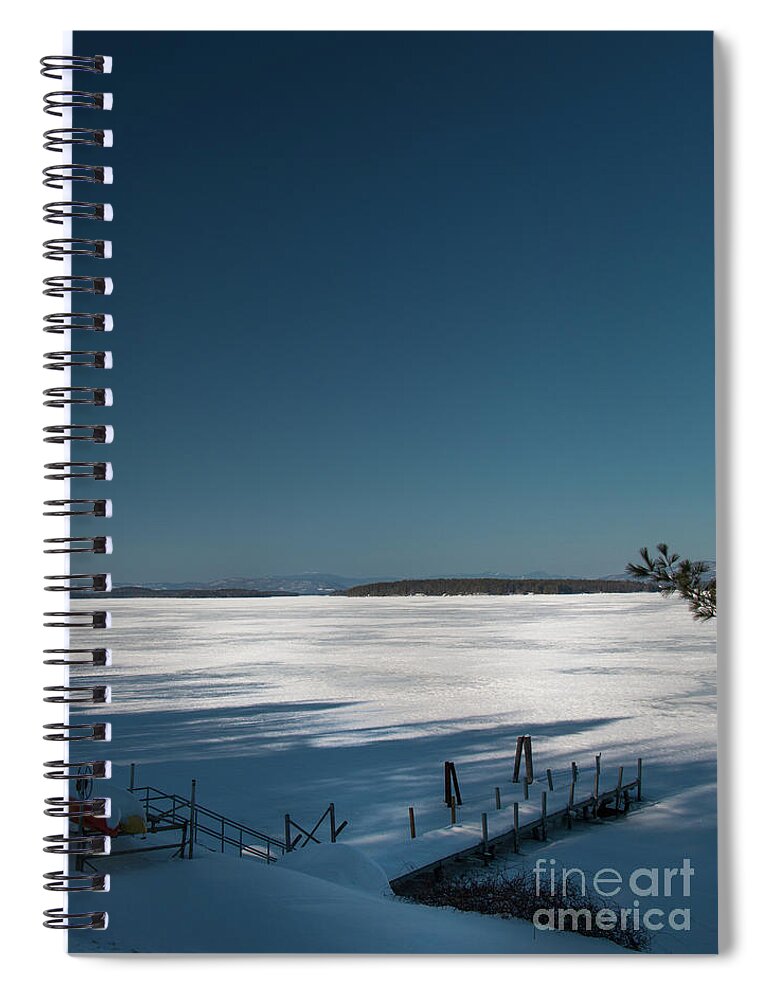 Icy Spiral Notebook featuring the photograph Icy Blue on Winnipesaukee by Mim White