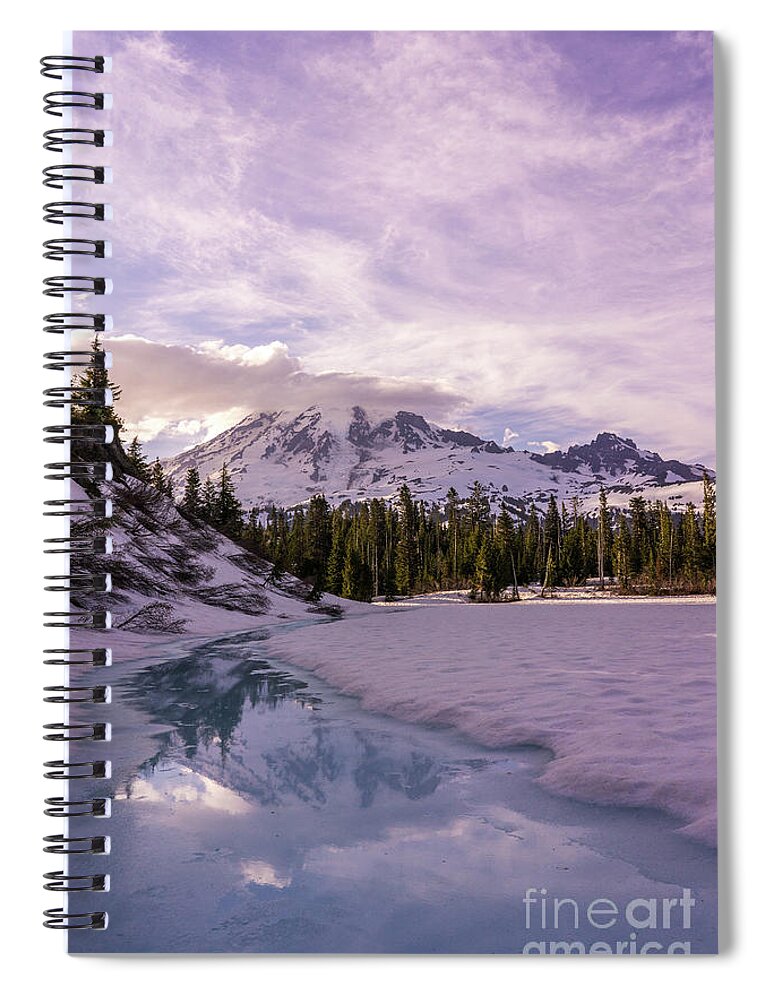 Mount Rainier Spiral Notebook featuring the photograph Icy Rainier Reflection by Mike Reid