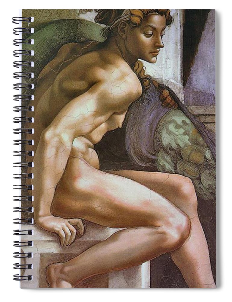 Ignudo Spiral Notebook featuring the painting Ignudo Number Two of 1509 by Michelangelo Buonarroti