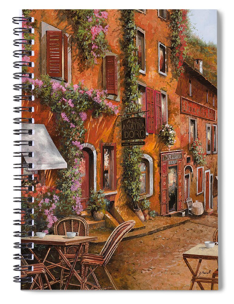 Cityscape Spiral Notebook featuring the painting Il Bar Sulla Discesa by Guido Borelli