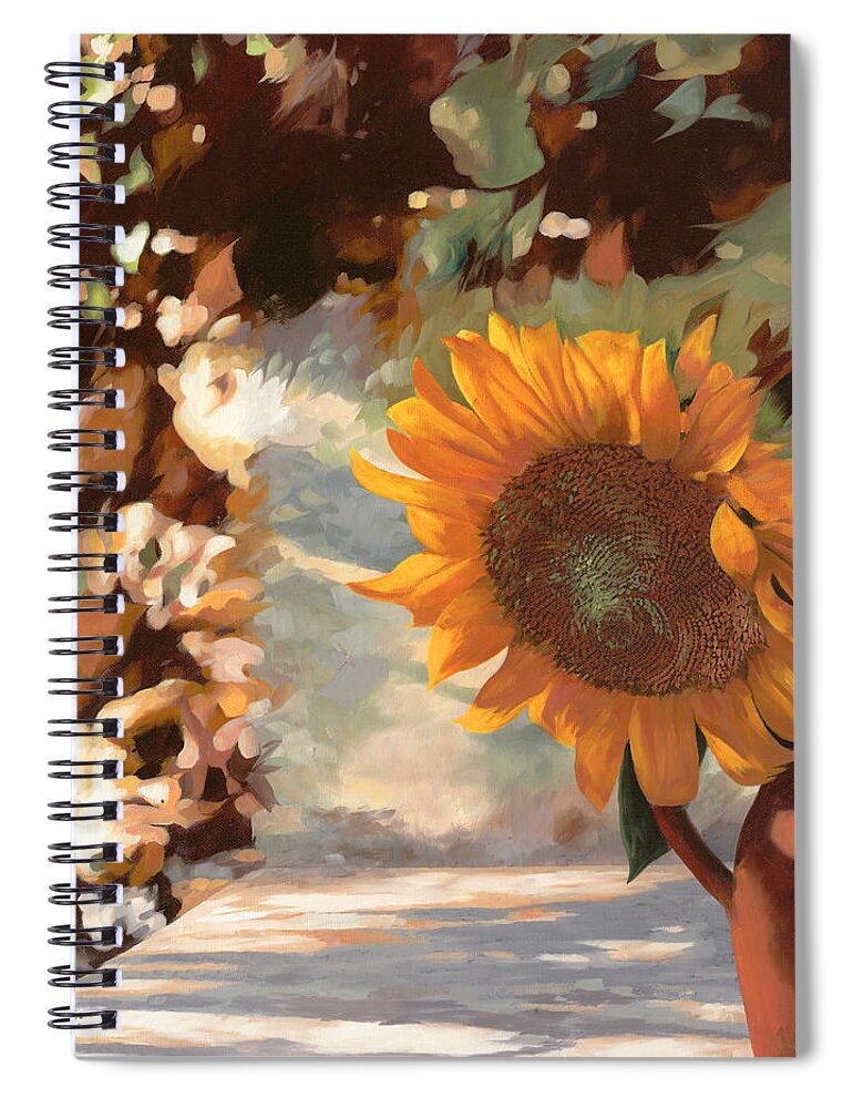 Sunflower.sunflowers Field Spiral Notebook featuring the painting Un Bel Girasole by Guido Borelli