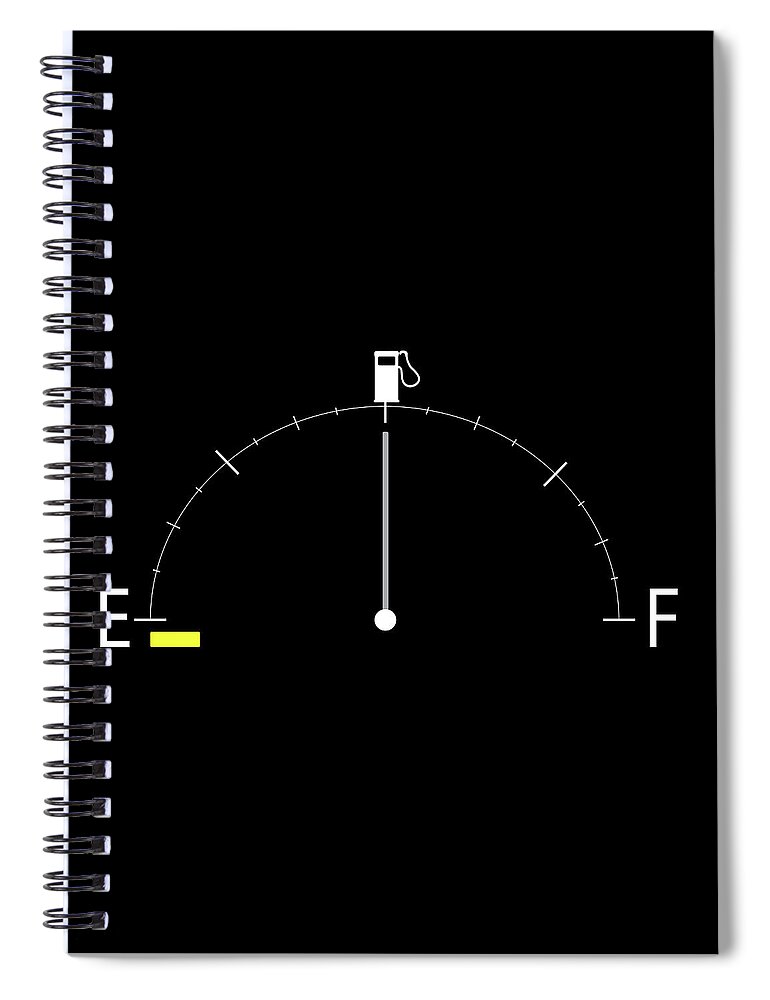 Auto Spiral Notebook featuring the photograph Illustrated gas gauge with half full tank by Karen Foley