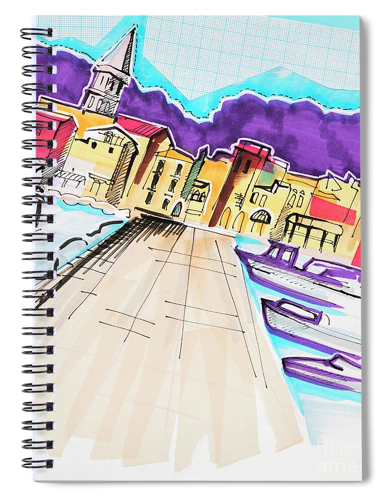 Architecture Spiral Notebook featuring the drawing illustration of travel, Italy by Ariadna De Raadt