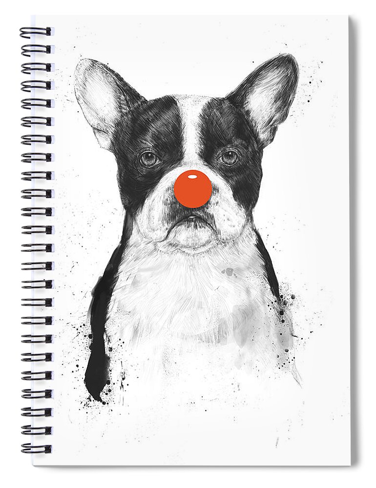 Dog Spiral Notebook featuring the mixed media I'm not your clown by Balazs Solti